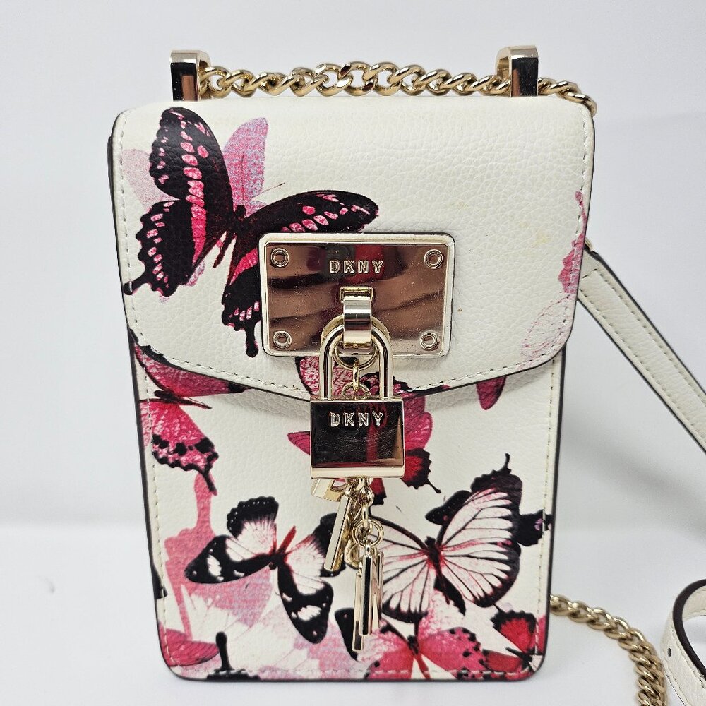 DKNY Elisa North-South Butterfly print leather crossbody mini bag